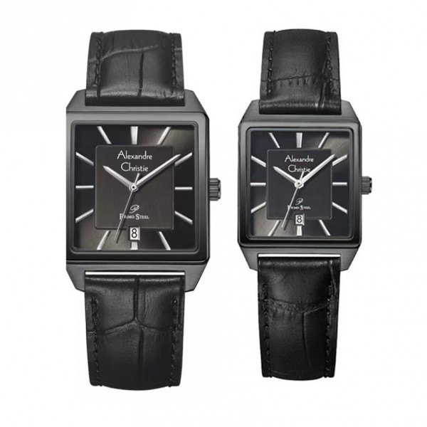 Alexandre Christie AC 1038 Full Black Couple Leather